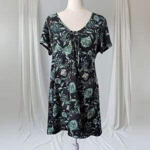 SO Juniors Cinches Fit & Flare Green Floral Dress Size XL